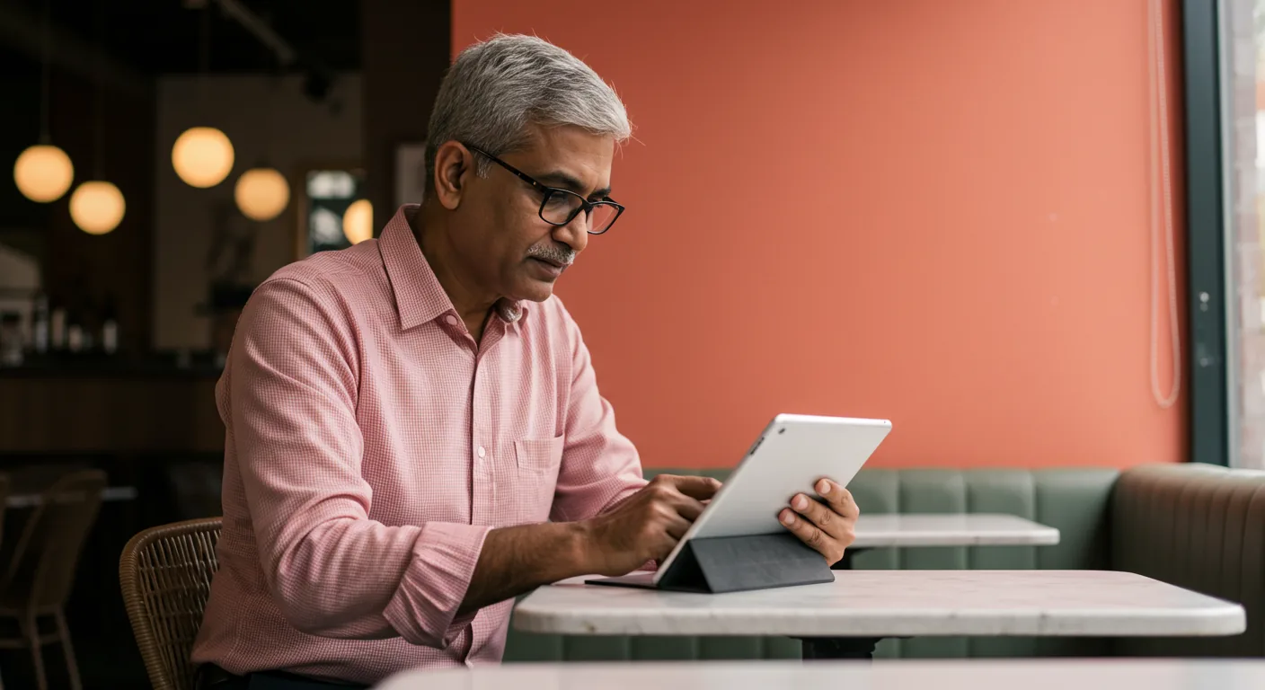 A hiring manager reviewing a masked shortlist of five candidates on a laptop, each card showing task-level competency ratings rather than a CV